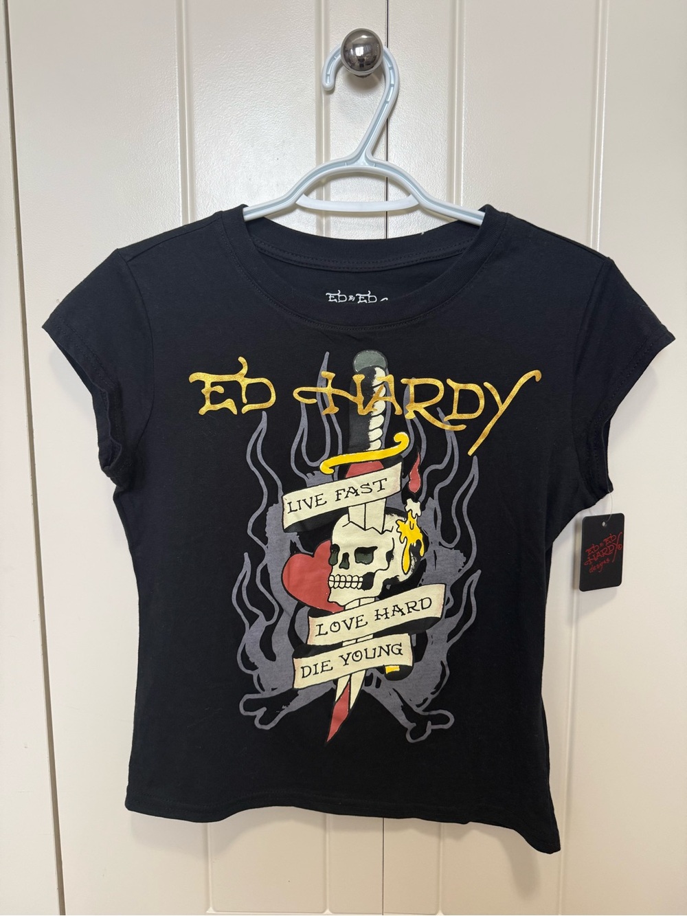 Ed Hardy Cap Sleeve Graphic T-Shirt New With Tags